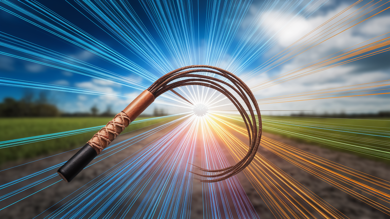 A conceptual illustration representing Cracking the Code: Why Whips Make Sonic Booms. Visualize the main ideas: . Creative but clear representation of the concept. Style: photorealistic. high quality, detailed, professional, clean composition, good lighting, sharp focus, well-composed. high quality, professional, detailed, well-composed