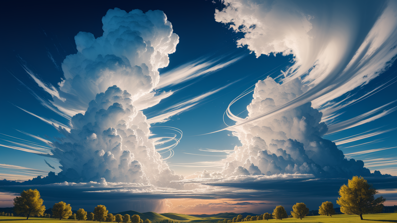 A conceptual illustration representing Updrafts and Atmospheric Lifts. Visualize the main ideas: . Creative but clear representation of the concept. Style: photorealistic. high quality, detailed, professional, clean composition, good lighting, sharp focus, well-composed. high quality, professional, detailed, well-composed