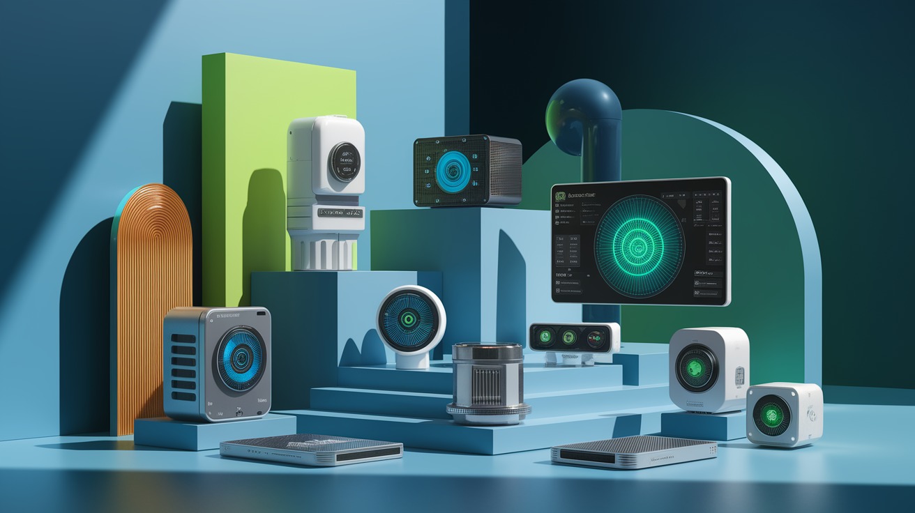 A professional product showcase or technology demonstration for Core Components: Sensors, Controllers, and Software. Highlight . Clean, modern presentation with focus on functionality and design. Style: photorealistic. high quality, detailed, professional, clean composition, good lighting, sharp focus, well-composed. high quality, professional, detailed, well-composed