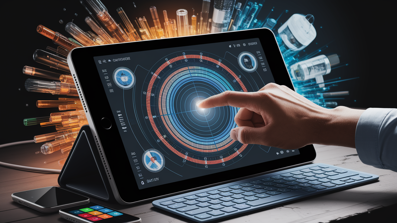 A conceptual illustration representing Resistive Touchscreens: Rugged and Versatile. Visualize the main ideas: . Creative but clear representation of the concept. Style: photorealistic. high quality, detailed, professional, clean composition, good lighting, sharp focus, well-composed. high quality, professional, detailed, well-composed