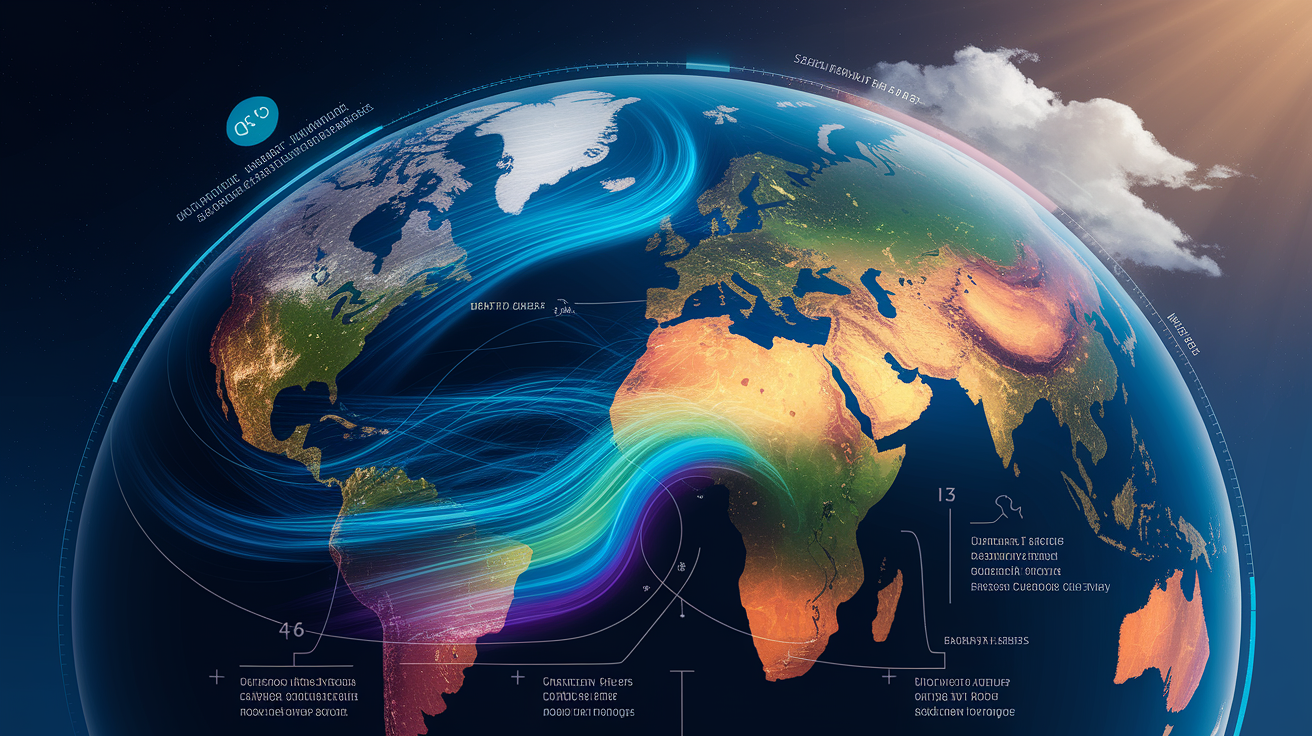 A conceptual illustration representing Salinity Swings Around the Globe. Visualize the main ideas: . Creative but clear representation of the concept. Style: photorealistic. high quality, detailed, professional, clean composition, good lighting, sharp focus, well-composed. high quality, professional, detailed, well-composed