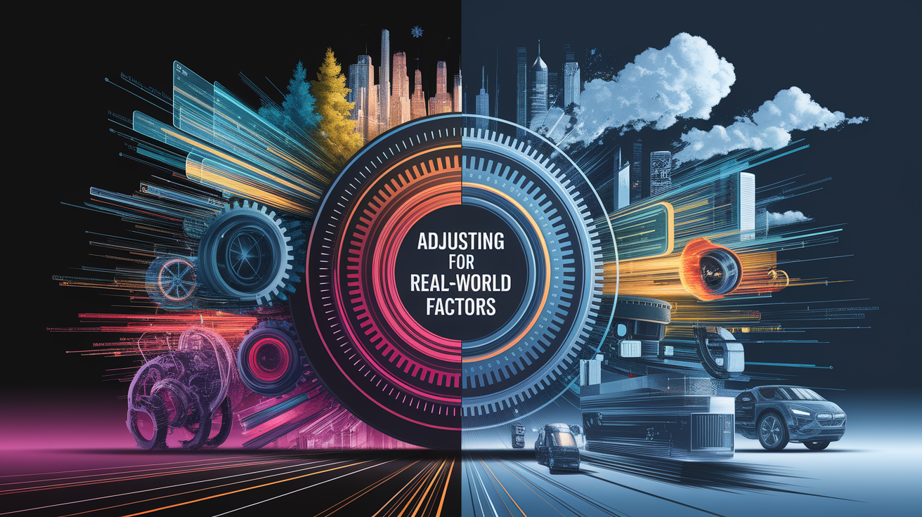 A conceptual illustration representing Adjusting for Real-World Factors. Visualize the main ideas: . Creative but clear representation of the concept. Style: Visual Theme: Clean, modern aesthetic with high contrast and vibrant energy. Emphasize the intersect. high quality, detailed, professional, clean composition, good lighting, sharp focus, well-composed. high quality, professional, detailed, well-composed
