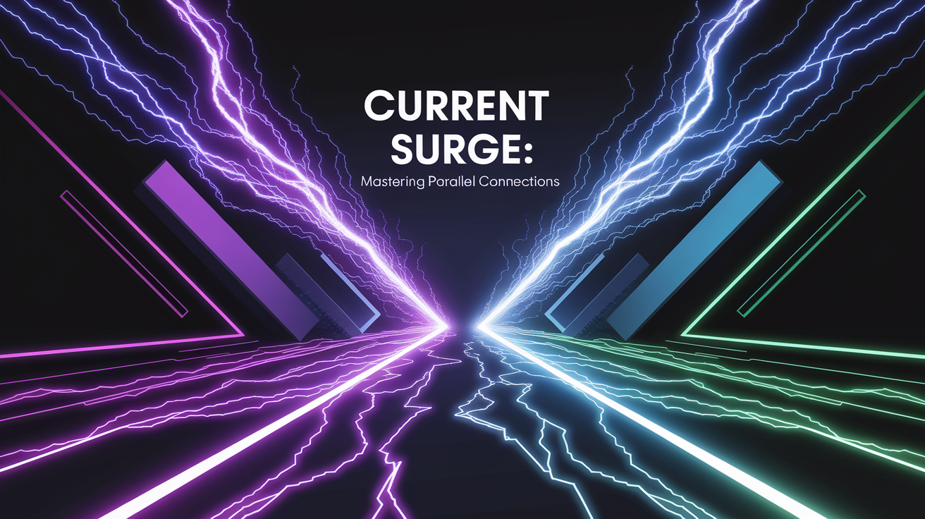 A conceptual illustration representing Current Surge: Mastering Parallel Connections. Visualize the main ideas: . Creative but clear representation of the concept. Style: Visual Theme: Clean, modern aesthetic with high contrast and vibrant energy. Emphasize the intersect. high quality, detailed, professional, clean composition, good lighting, sharp focus, well-composed. high quality, professional, detailed, well-composed