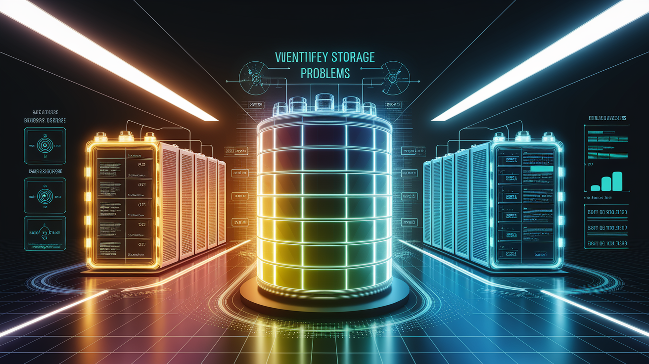 A conceptual illustration representing Battery Bank: Identifying Storage-Related Problems. Visualize the main ideas: . Creative but clear representation of the concept. Style: Visual Theme: Clean, modern aesthetic with high contrast and vibrant energy. Emphasize the intersect. high quality, detailed, professional, clean composition, good lighting, sharp focus, well-composed. high quality, professional, detailed, well-composed