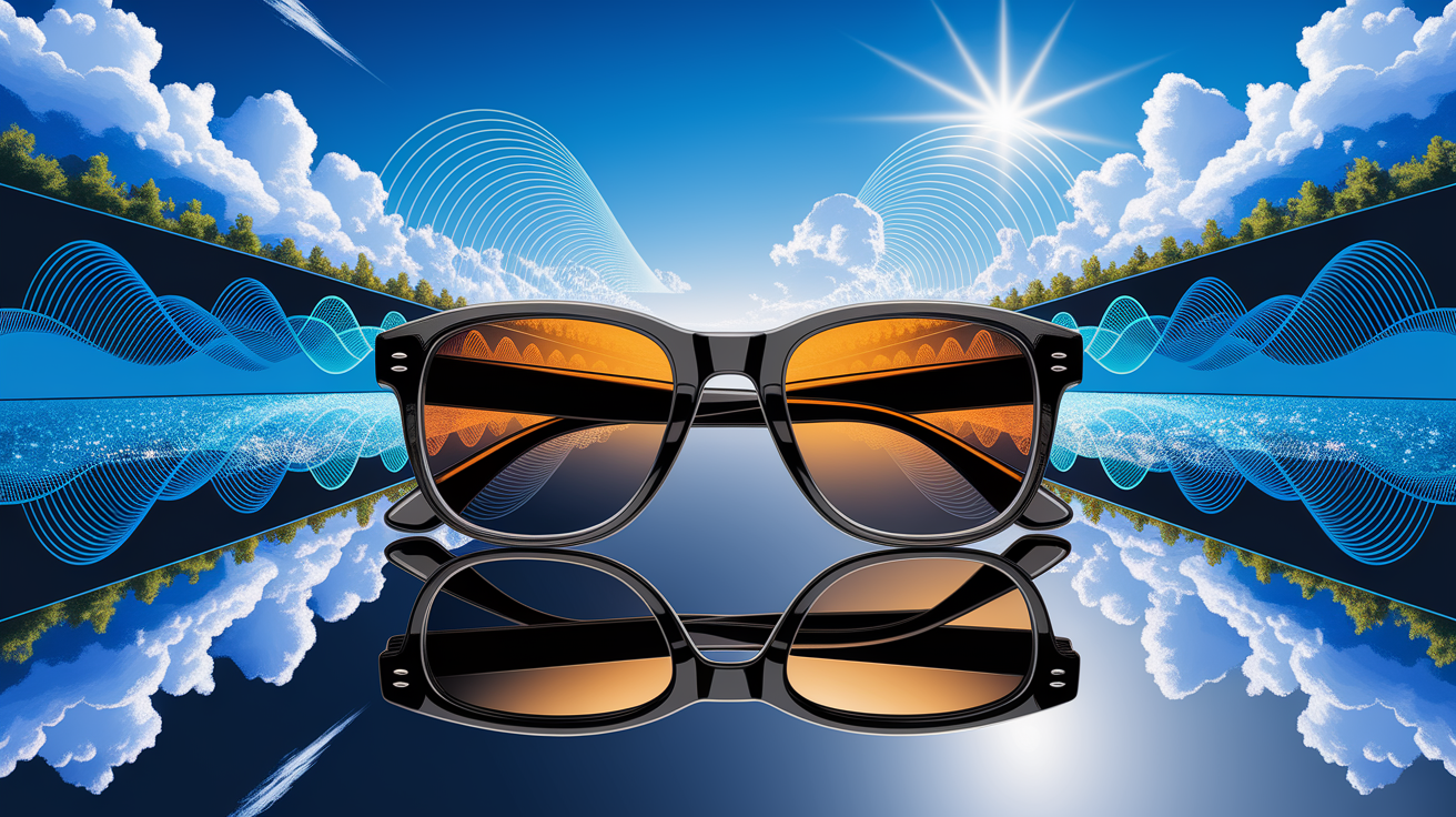 A conceptual illustration representing Testing Polarization in Your Sunglasses. Visualize the main ideas: . Creative but clear representation of the concept. Style: photorealistic. high quality, detailed, professional, clean composition, good lighting, sharp focus, well-composed. high quality, professional, detailed, well-composed