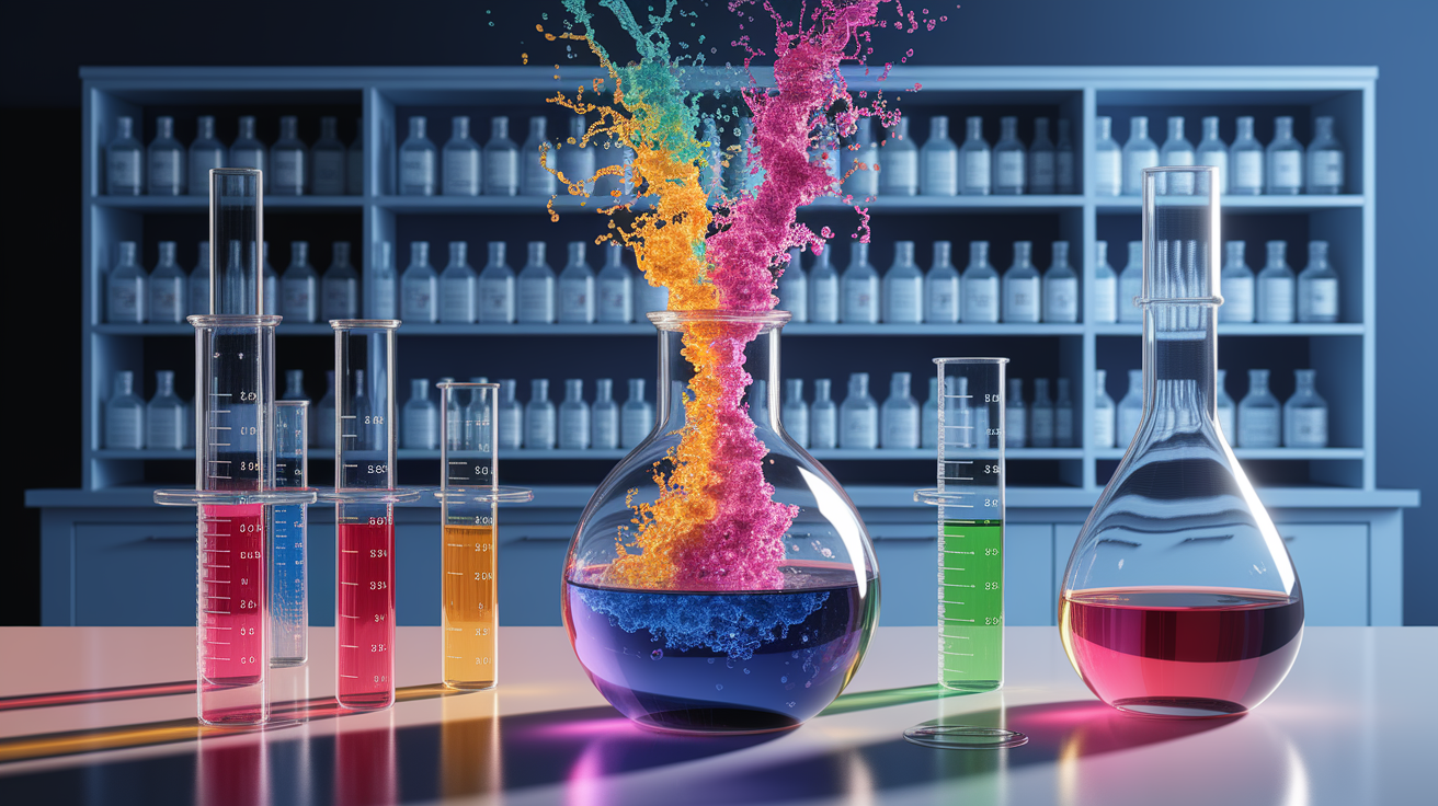 A conceptual illustration representing Fenton Reaction and Chemical Arsenal. Visualize the main ideas: . Creative but clear representation of the concept. Style: photorealistic. high quality, detailed, professional, clean composition, good lighting, sharp focus, well-composed. high quality, professional, detailed, well-composed