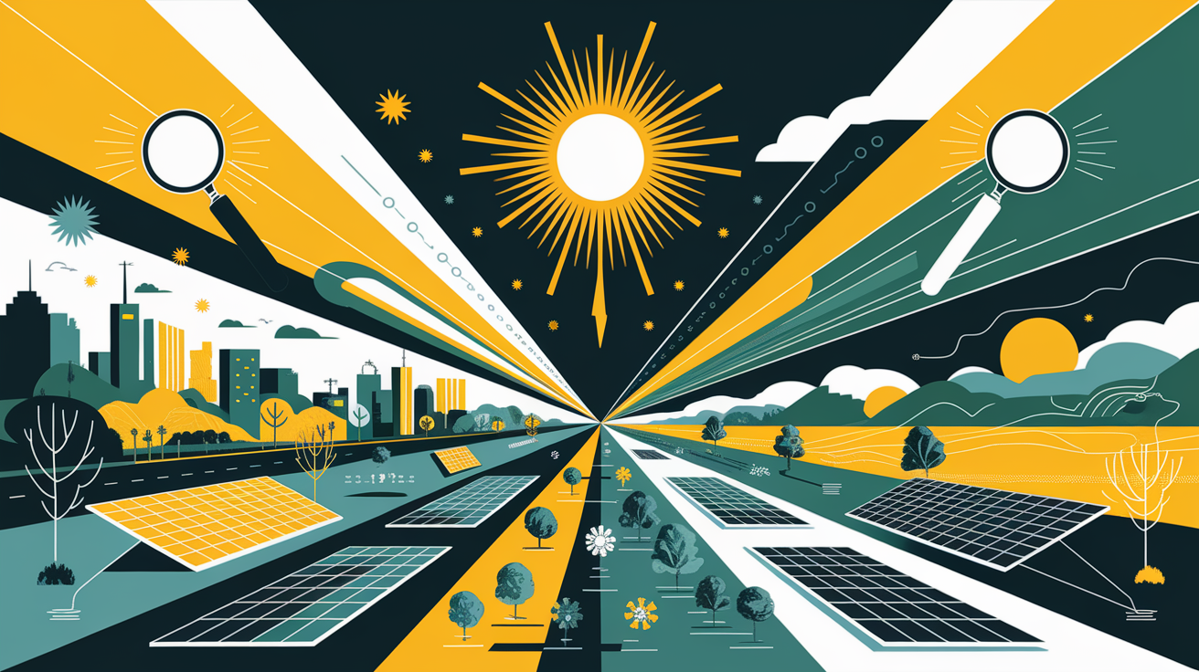 A conceptual illustration representing Casting Light on Scalability: An Intro to Solar-System-Scalability-Planning. Visualize the main ideas: . Creative but clear representation of the concept. Style: Visual Theme: Clean, modern aesthetic with high contrast and vibrant energy. Emphasize the intersect. high quality, detailed, professional, clean composition, good lighting, sharp focus, well-composed. high quality, professional, detailed, well-composed