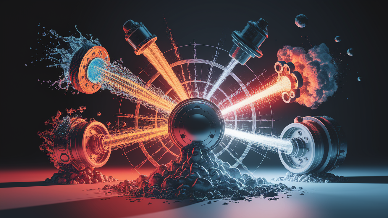 A conceptual illustration representing Energy Transformations at Impact. Visualize the main ideas: . Creative but clear representation of the concept. Style: photorealistic. high quality, detailed, professional, clean composition, good lighting, sharp focus, well-composed. high quality, professional, detailed, well-composed