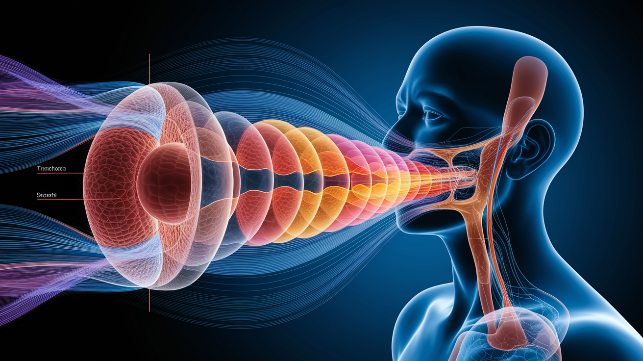 A conceptual illustration representing The Vocal Instrument: How the Syrinx and Airways Produce Sound. Visualize the main ideas: . Creative but clear representation of the concept. Style: photorealistic. high quality, detailed, professional, clean composition, good lighting, sharp focus, well-composed. high quality, professional, detailed, well-composed