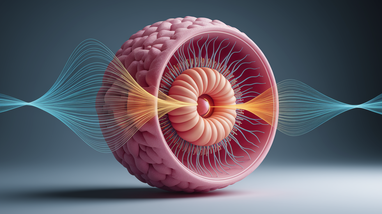 A conceptual illustration representing Converting Vibrations in the Inner Ear. Visualize the main ideas: . Creative but clear representation of the concept. Style: photorealistic. high quality, detailed, professional, clean composition, good lighting, sharp focus, well-composed. high quality, professional, detailed, well-composed