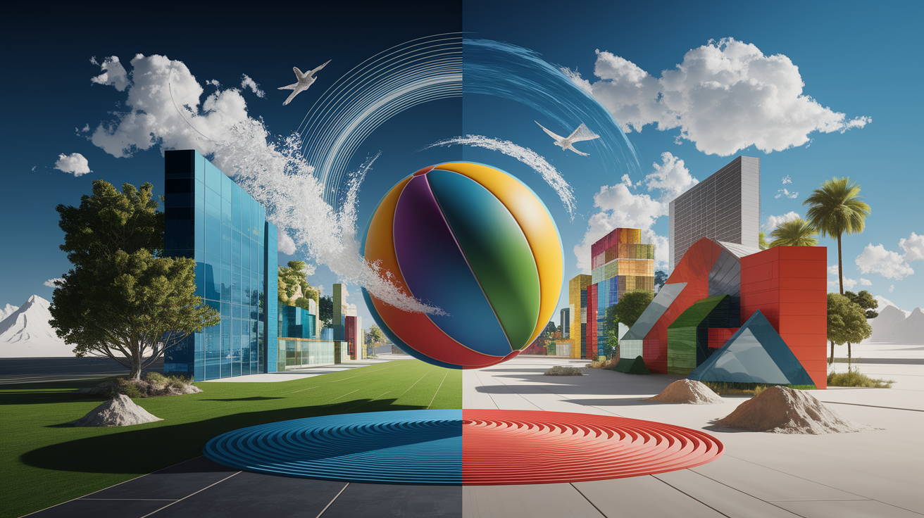 A conceptual illustration representing External Factors That Shape the Bounce. Visualize the main ideas: . Creative but clear representation of the concept. Style: photorealistic. high quality, detailed, professional, clean composition, good lighting, sharp focus, well-composed. high quality, professional, detailed, well-composed