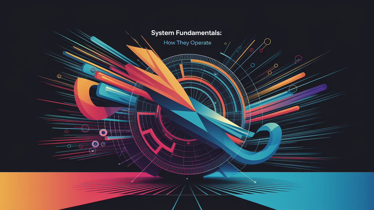 A conceptual illustration representing System Fundamentals: How They Operate. Visualize the main ideas: . Creative but clear representation of the concept. Style: Visual Theme: Clean, modern aesthetic with high contrast and vibrant energy. Emphasize the intersect. high quality, detailed, professional, clean composition, good lighting, sharp focus, well-composed. high quality, professional, detailed, well-composed