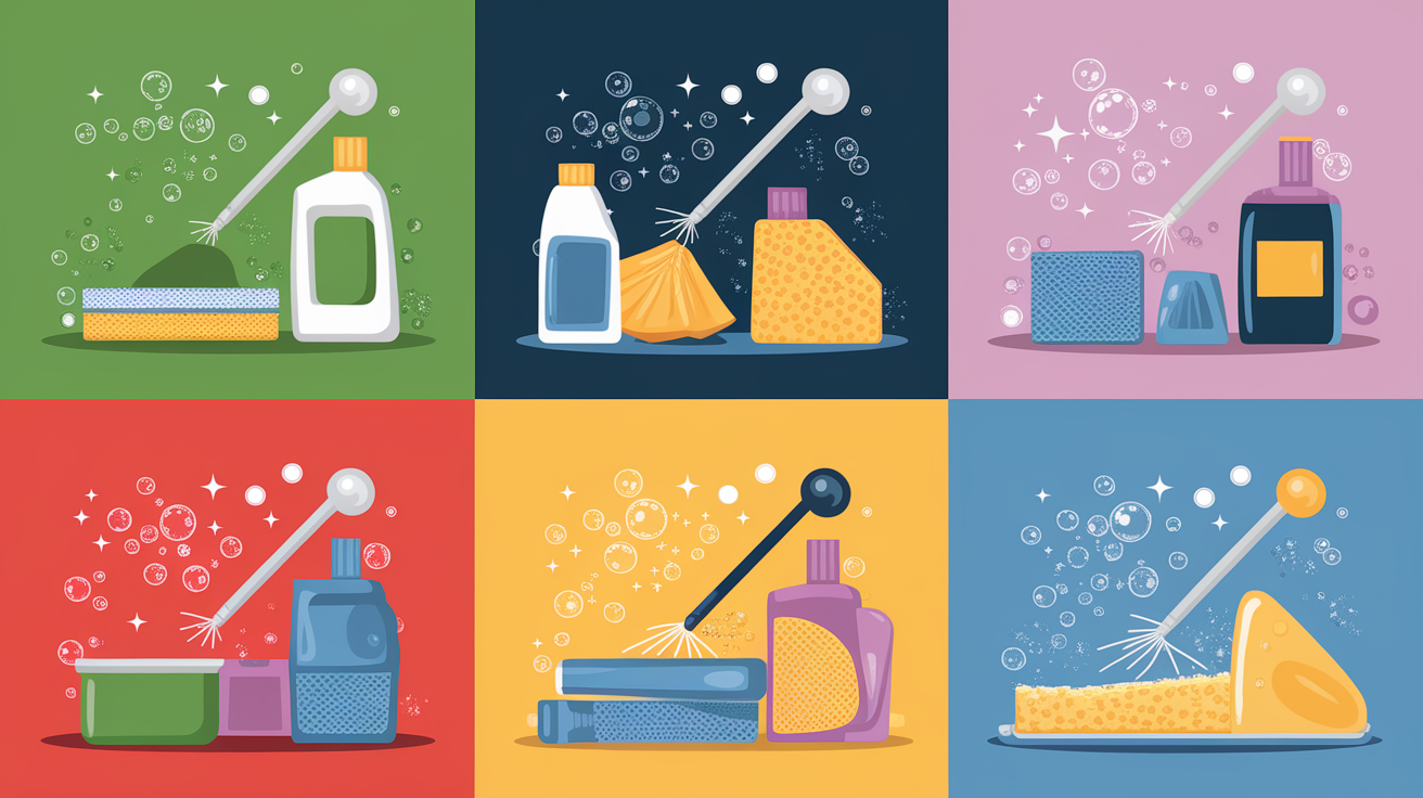 A conceptual illustration representing Recommended Cleaning Methods. Visualize the main ideas: . Creative but clear representation of the concept. Style: Visual Theme: Clean, modern aesthetic with high contrast and vibrant energy. Emphasize the intersect. high quality, detailed, professional, clean composition, good lighting, sharp focus, well-composed. high quality, professional, detailed, well-composed