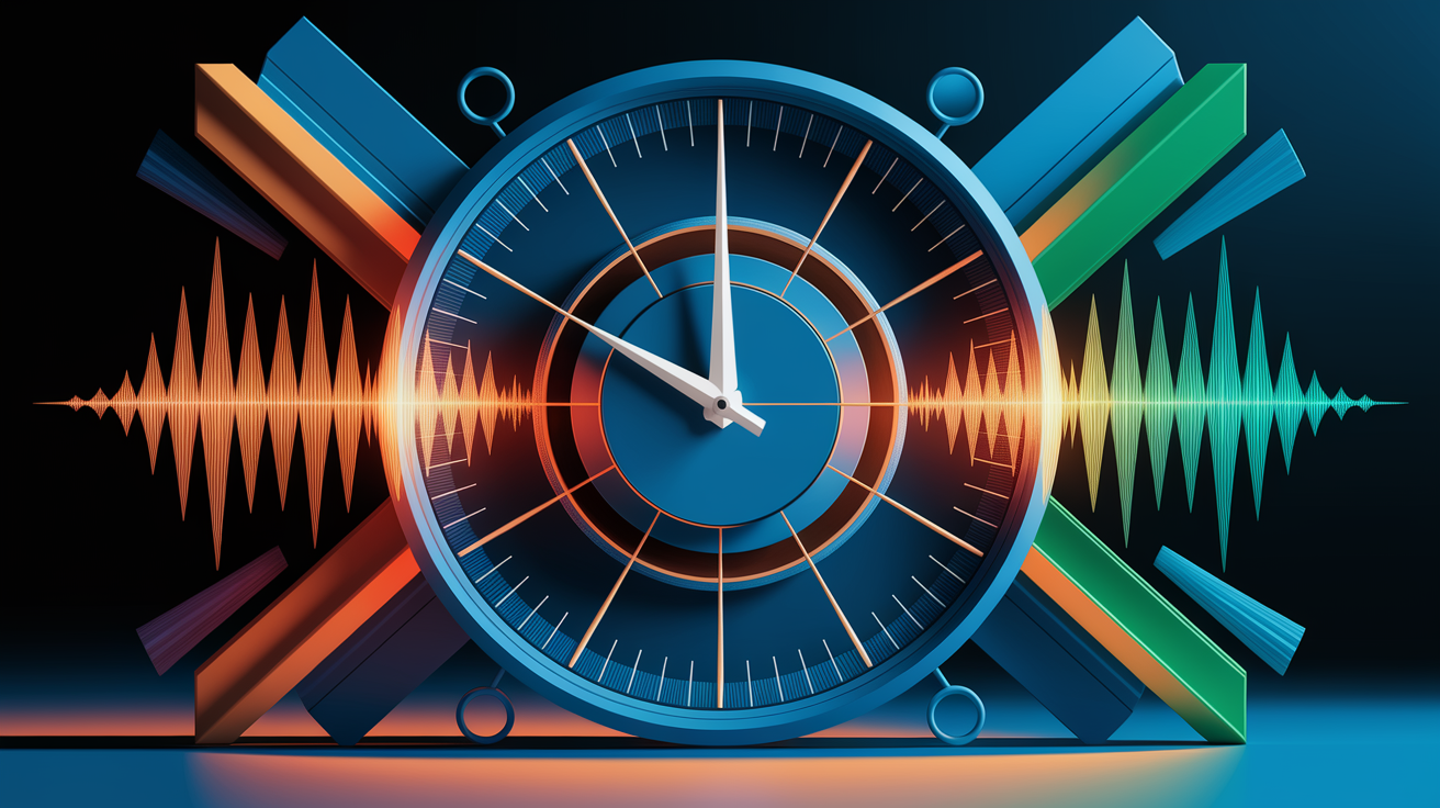 A conceptual illustration representing Timing and Frequency. Visualize the main ideas: . Creative but clear representation of the concept. Style: Visual Theme: Clean, modern aesthetic with high contrast and vibrant energy. Emphasize the intersect. high quality, detailed, professional, clean composition, good lighting, sharp focus, well-composed. high quality, professional, detailed, well-composed