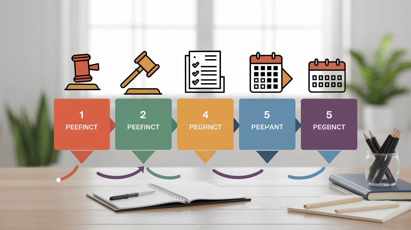 A clear, step-by-step visual illustration showing Initiating the Guardianship Process. Focus on . Include visual elements like arrows, numbered steps, or sequential flow. Professional and instructional style. Style: photorealistic. high quality, detailed, professional, clean composition, good lighting, sharp focus, well-composed. high quality, professional, detailed, well-composed