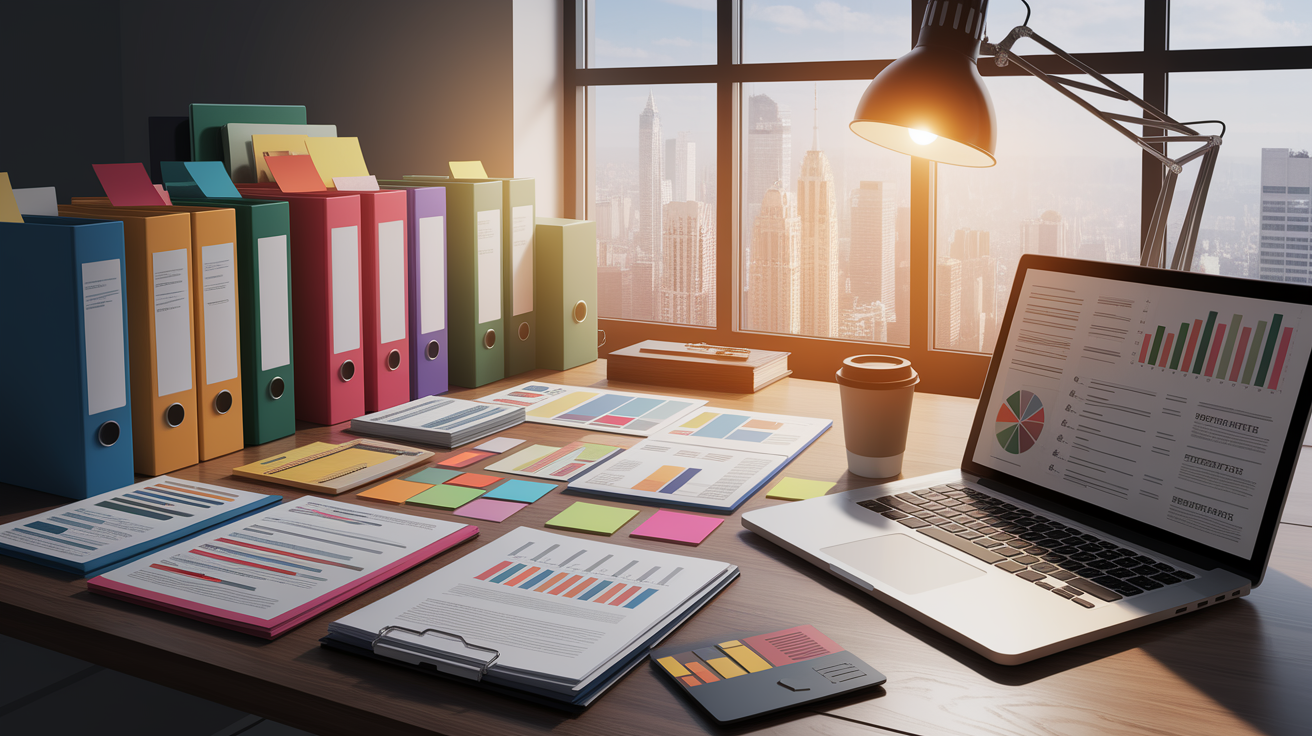 A conceptual illustration representing Preparing Documentation and Evidence. Visualize the main ideas: . Creative but clear representation of the concept. Style: photorealistic. high quality, detailed, professional, clean composition, good lighting, sharp focus, well-composed. high quality, professional, detailed, well-composed