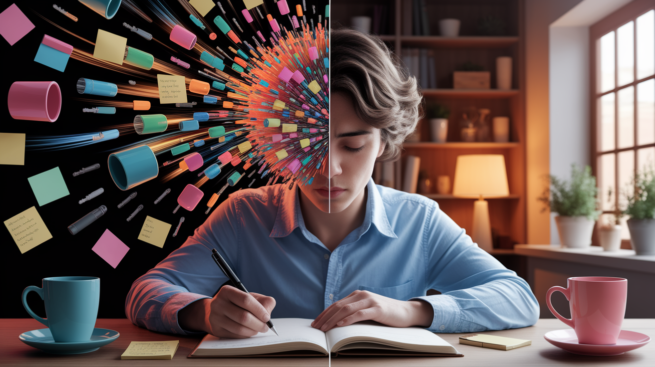 A conceptual illustration representing Everyday Memory Challenges. Visualize the main ideas: . Creative but clear representation of the concept. Style: photorealistic. high quality, detailed, professional, clean composition, good lighting, sharp focus, well-composed. high quality, professional, detailed, well-composed