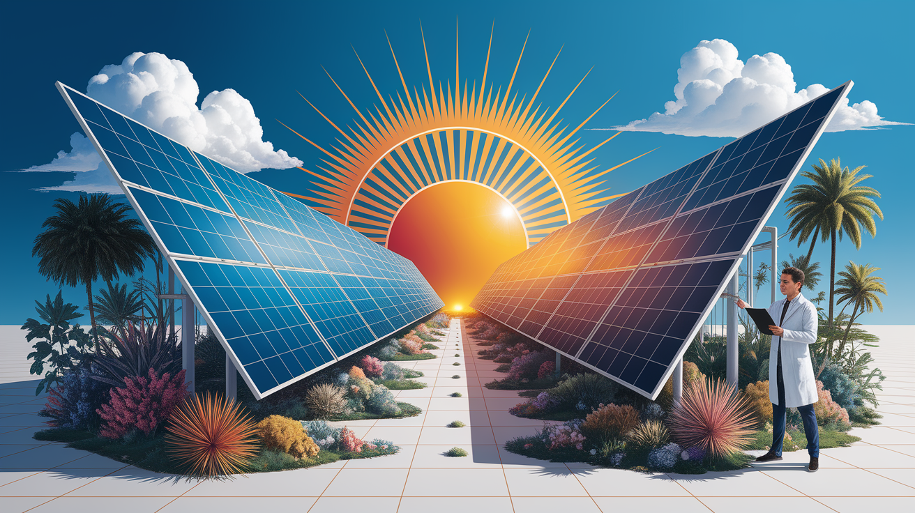 A conceptual illustration representing Solar Power Unveiled. Visualize the main ideas: . Creative but clear representation of the concept. Style: photorealistic. high quality, detailed, professional, clean composition, good lighting, sharp focus, well-composed. high quality, professional, detailed, well-composed