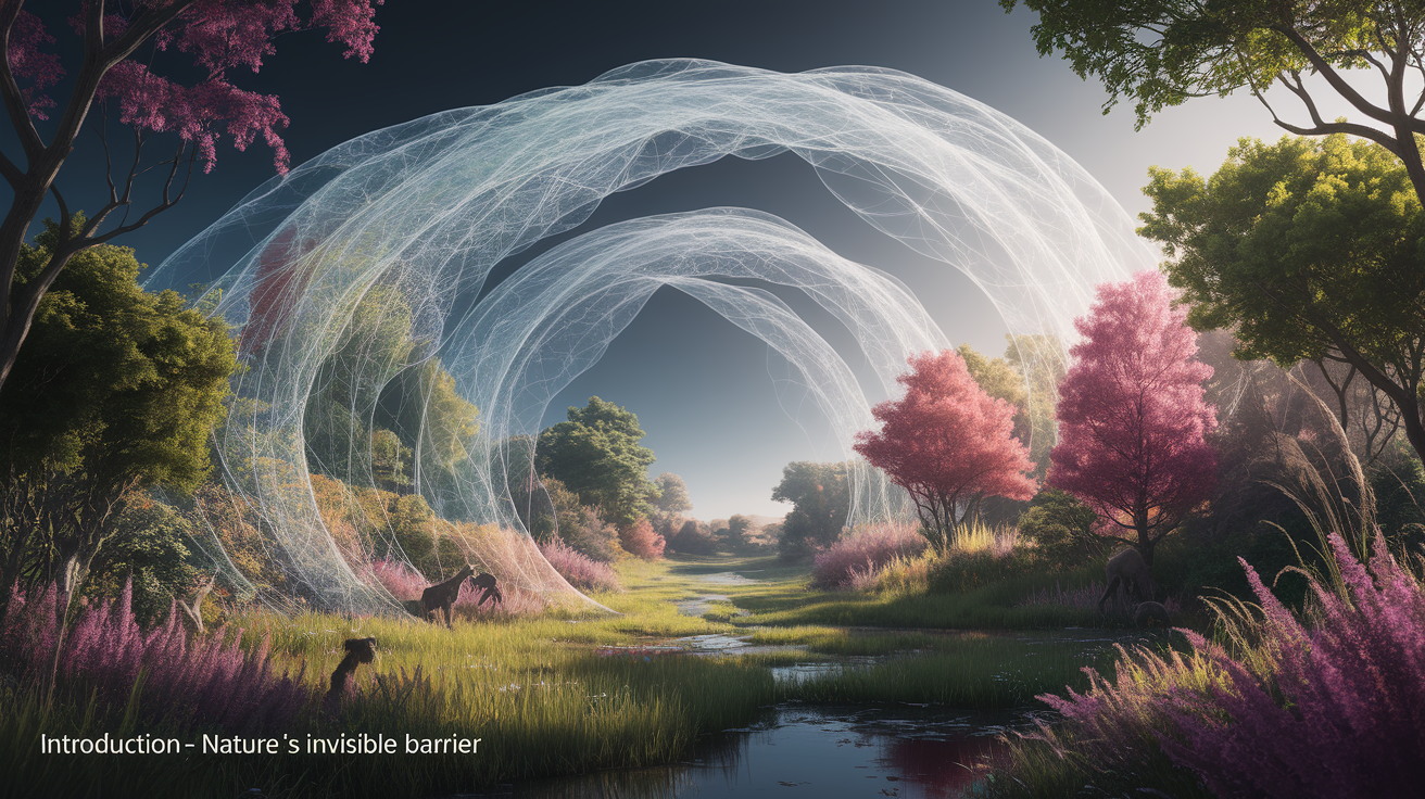 A conceptual illustration representing Introduction â€“ Natureâ€™s Invisible Barrier. Visualize the main ideas: . Creative but clear representation of the concept. Style: photorealistic. high quality, detailed, professional, clean composition, good lighting, sharp focus, well-composed. high quality, professional, detailed, well-composed