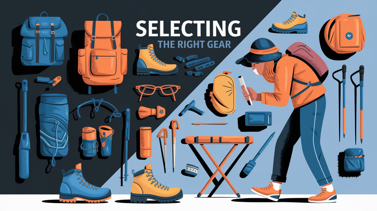A conceptual illustration representing Selecting the Right Gear. Visualize the main ideas: . Creative but clear representation of the concept. Style: Visual Theme: Clean, modern aesthetic with high contrast and vibrant energy. Emphasize the intersect. high quality, detailed, professional, clean composition, good lighting, sharp focus, well-composed. high quality, professional, detailed, well-composed