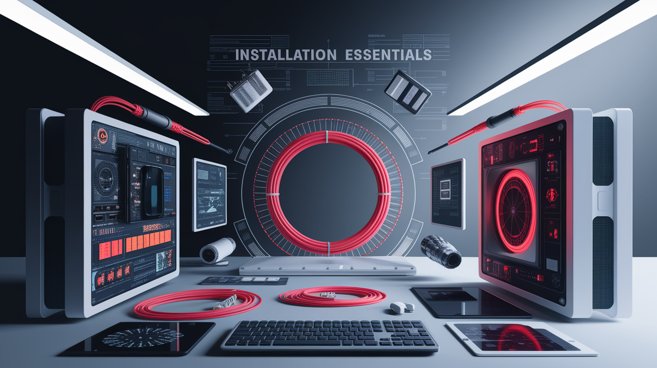 A conceptual illustration representing Installation Essentials. Visualize the main ideas: . Creative but clear representation of the concept. Style: Visual Theme: Clean, modern aesthetic with high contrast and vibrant energy. Emphasize the intersect. high quality, detailed, professional, clean composition, good lighting, sharp focus, well-composed. high quality, professional, detailed, well-composed
