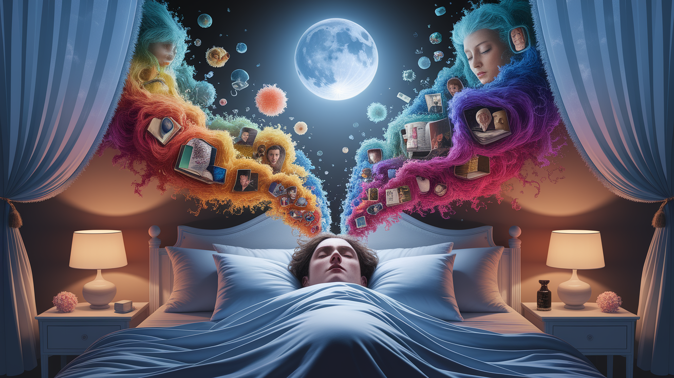 A conceptual illustration representing Strengthening Memories While You Sleep. Visualize the main ideas: . Creative but clear representation of the concept. Style: photorealistic. high quality, detailed, professional, clean composition, good lighting, sharp focus, well-composed. high quality, professional, detailed, well-composed