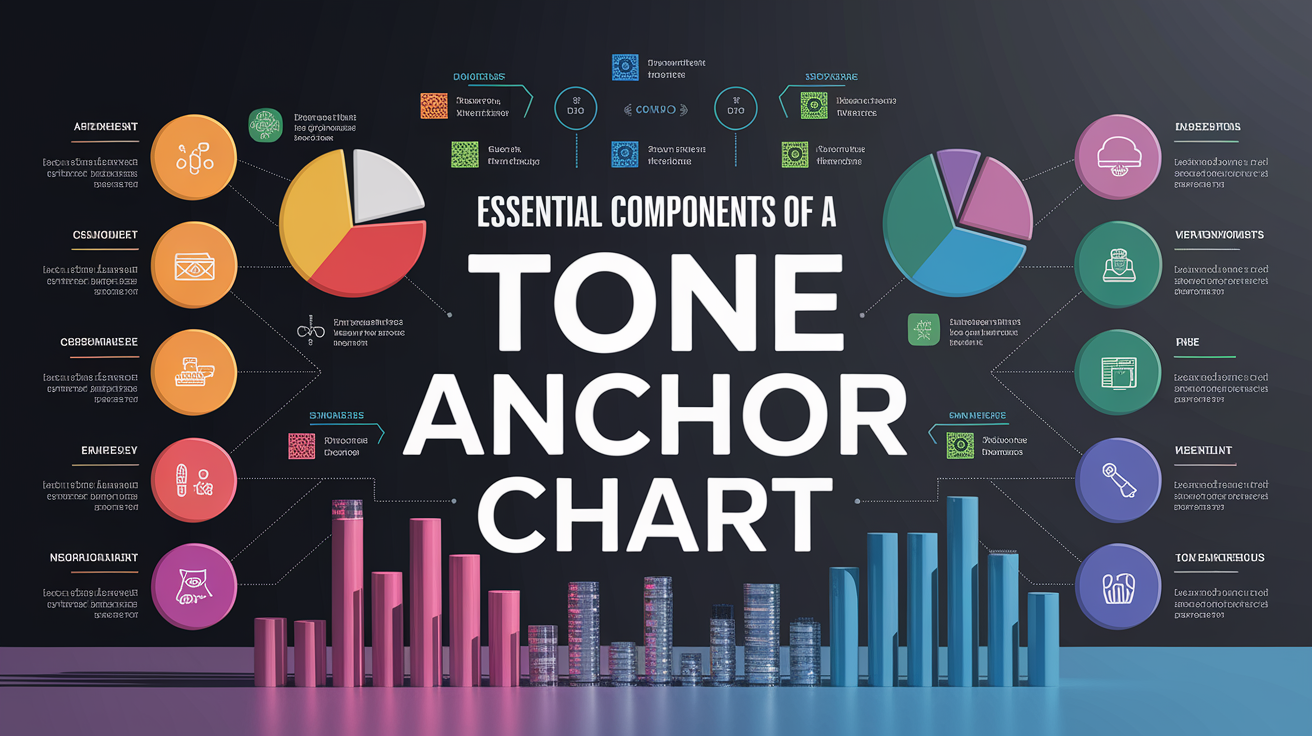 A clean, professional data visualization or infographic related to Essential Components of a Tone Anchor Chart. Include elements like charts, graphs, or statistical representations. Focus on . Style: photorealistic. high quality, detailed, professional, clean composition, good lighting, sharp focus, well-composed. high quality, professional, detailed, well-composed