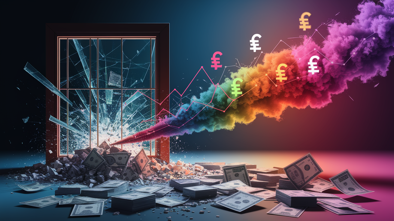 A conceptual illustration representing From Impact to Inflation: The Crash Sequence. Visualize the main ideas: . Creative but clear representation of the concept. Style: photorealistic. high quality, detailed, professional, clean composition, good lighting, sharp focus, well-composed. high quality, professional, detailed, well-composed
