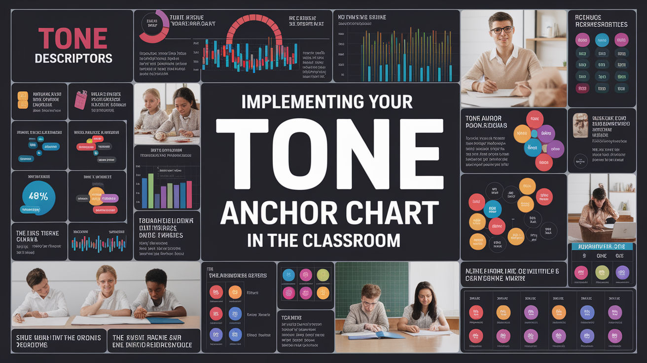 A clean, professional data visualization or infographic related to Implementing Your Tone Anchor Chart in the Classroom. Include elements like charts, graphs, or statistical representations. Focus on . Style: photorealistic. high quality, detailed, professional, clean composition, good lighting, sharp focus, well-composed. high quality, professional, detailed, well-composed