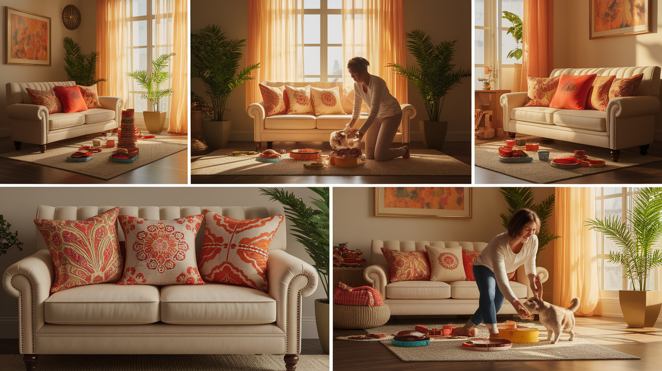 A realistic scene or environment setting for Getting Your Home Ready. Include welcoming, friend, helps, pet-ready, supplies in a natural, contextual setting. Show real-world application or usage. Style: photorealistic. high quality, detailed, professional, clean composition, good lighting, sharp focus, well-composed.