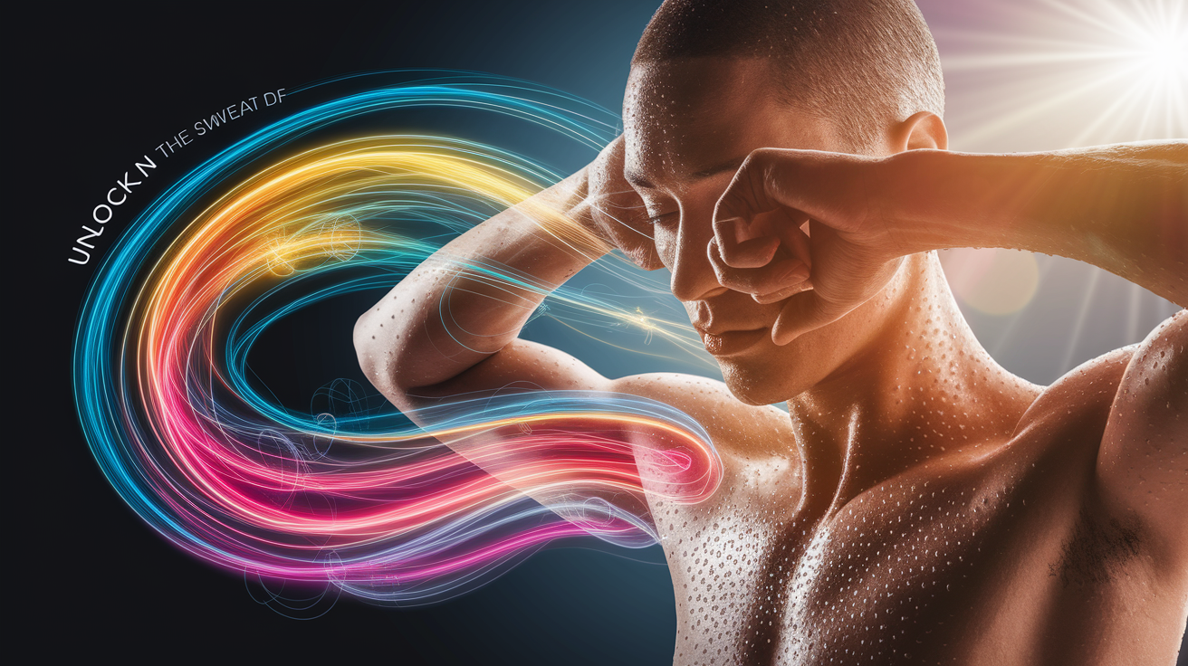 A conceptual illustration representing Unlocking the Scent of Sweat. Visualize the main ideas: Perspiration, built-in, cooling, system, helping. Creative but clear representation of the concept. Style: photorealistic. high quality, detailed, professional, clean composition, good lighting, sharp focus, well-composed.