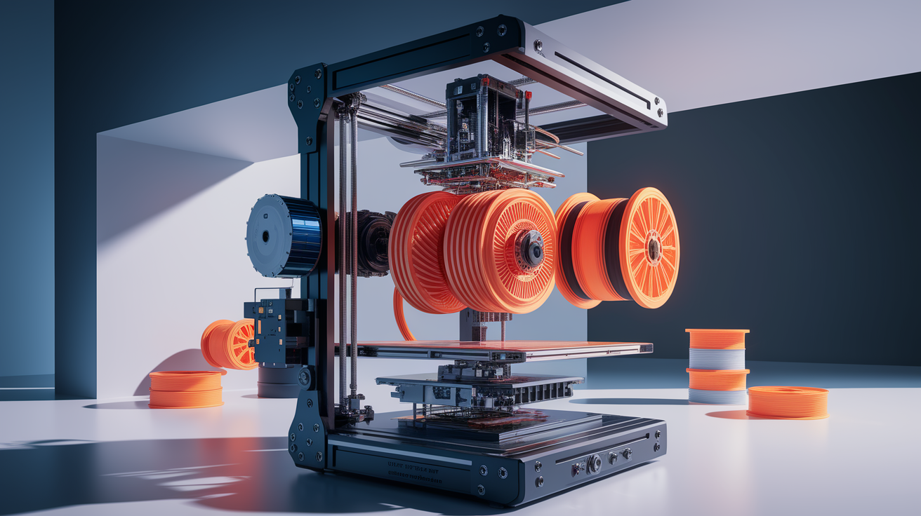 A professional product showcase or technology demonstration for Unveiling the Layers: What Makes a 3D Printer Tick. Highlight heart, printer, precise, automated, follows. Clean, modern presentation with focus on functionality and design. Style: photorealistic. high quality, detailed, professional, clean composition, good lighting, sharp focus, well-composed.