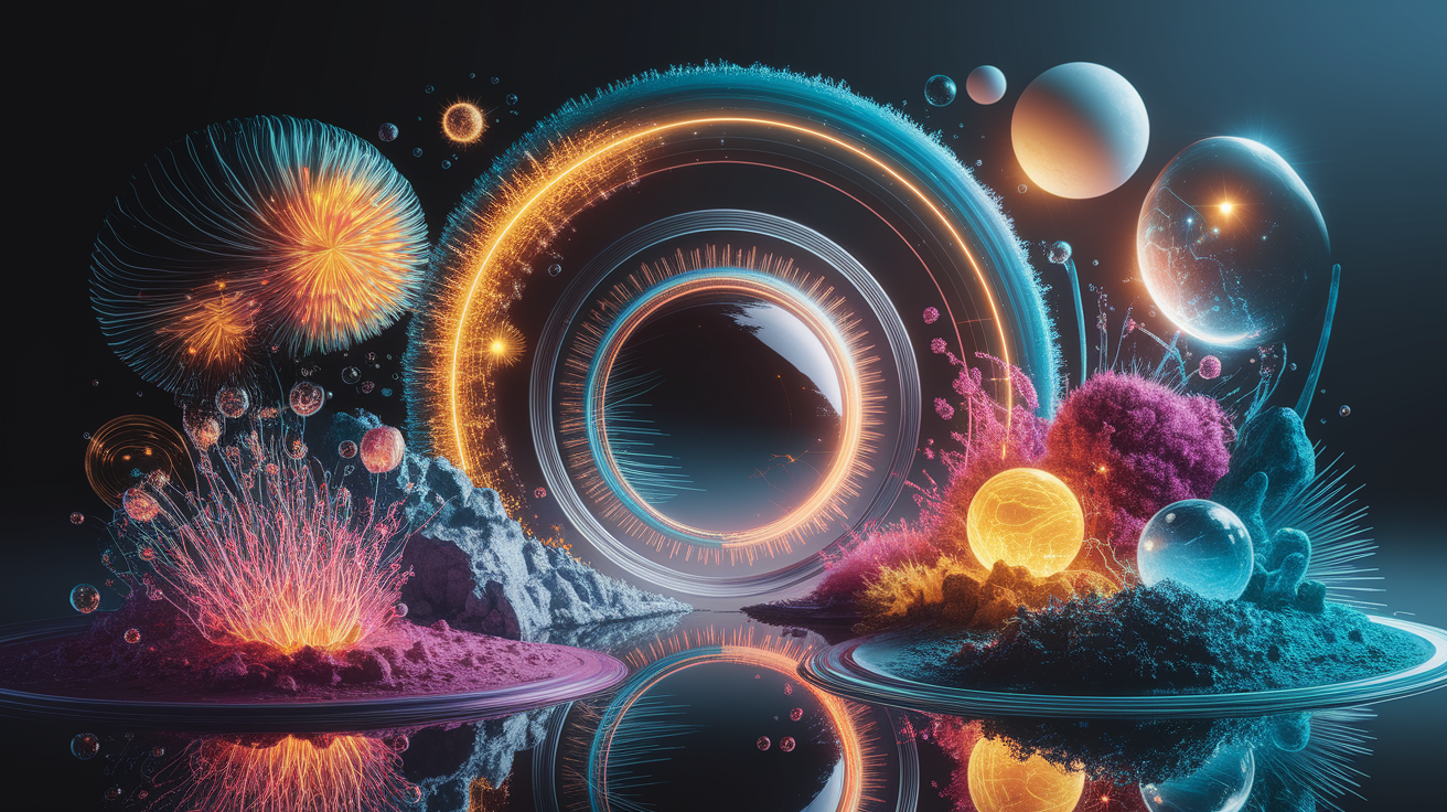 A conceptual illustration representing Key Players and Factors Affecting Brightness. Visualize the main ideas: Several, elements, influence, bright, chemiluminescent. Creative but clear representation of the concept. Style: photorealistic. high quality, detailed, professional, clean composition, good lighting, sharp focus, well-composed.