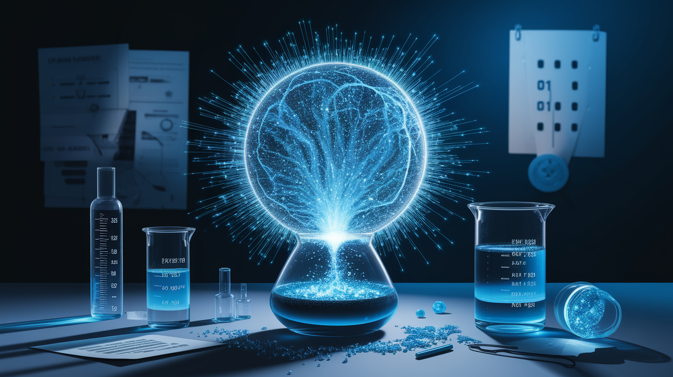 A conceptual illustration representing Classic Chemical Examples in Action. Visualize the main ideas: famous, example, luminol, reaction, Forensic. Creative but clear representation of the concept. Style: photorealistic. high quality, detailed, professional, clean composition, good lighting, sharp focus, well-composed.