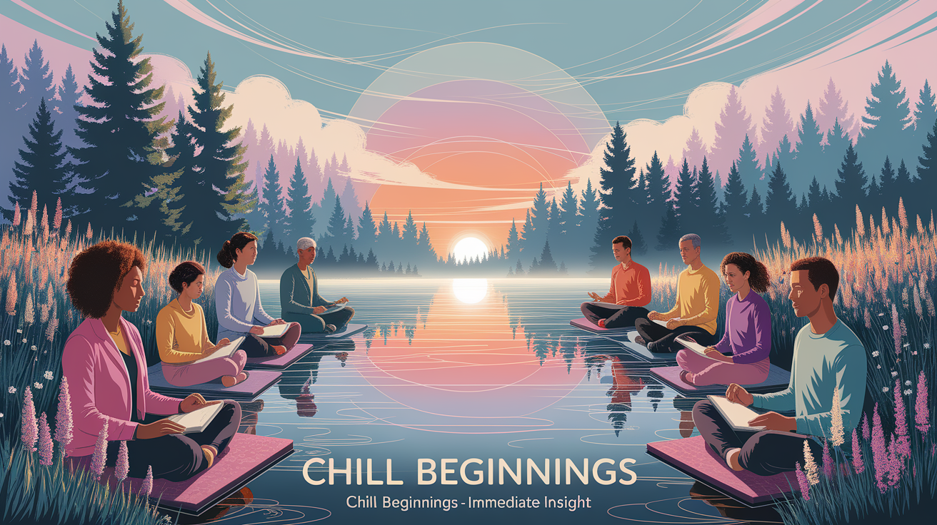 A conceptual illustration representing Chill Beginnings - Immediate Insight. Visualize the main ideas: . Creative but clear representation of the concept. Style: photorealistic. high quality, detailed, professional, clean composition, good lighting, sharp focus, well-composed. high quality, professional, detailed, well-composed
