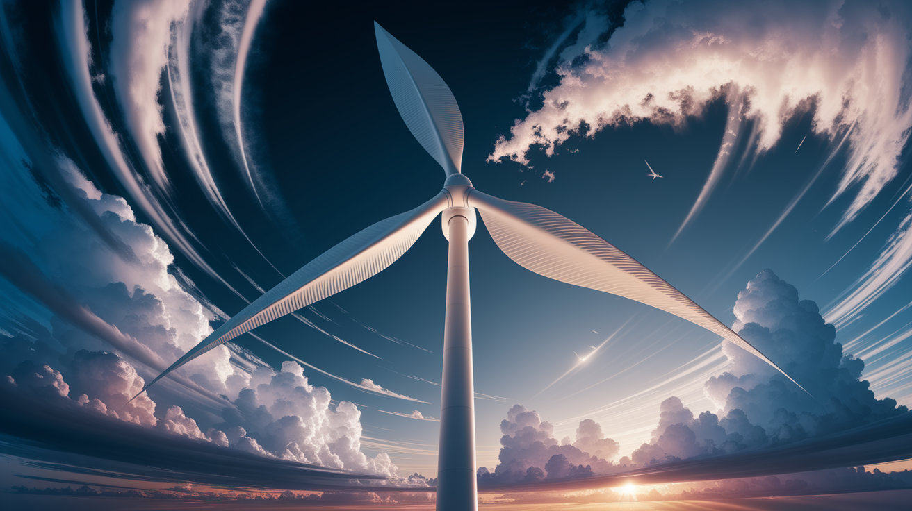 A conceptual illustration representing Capturing the Wind â€“ Blade Aerodynamics. Visualize the main ideas: . Creative but clear representation of the concept. Style: photorealistic. high quality, detailed, professional, clean composition, good lighting, sharp focus, well-composed. high quality, professional, detailed, well-composed