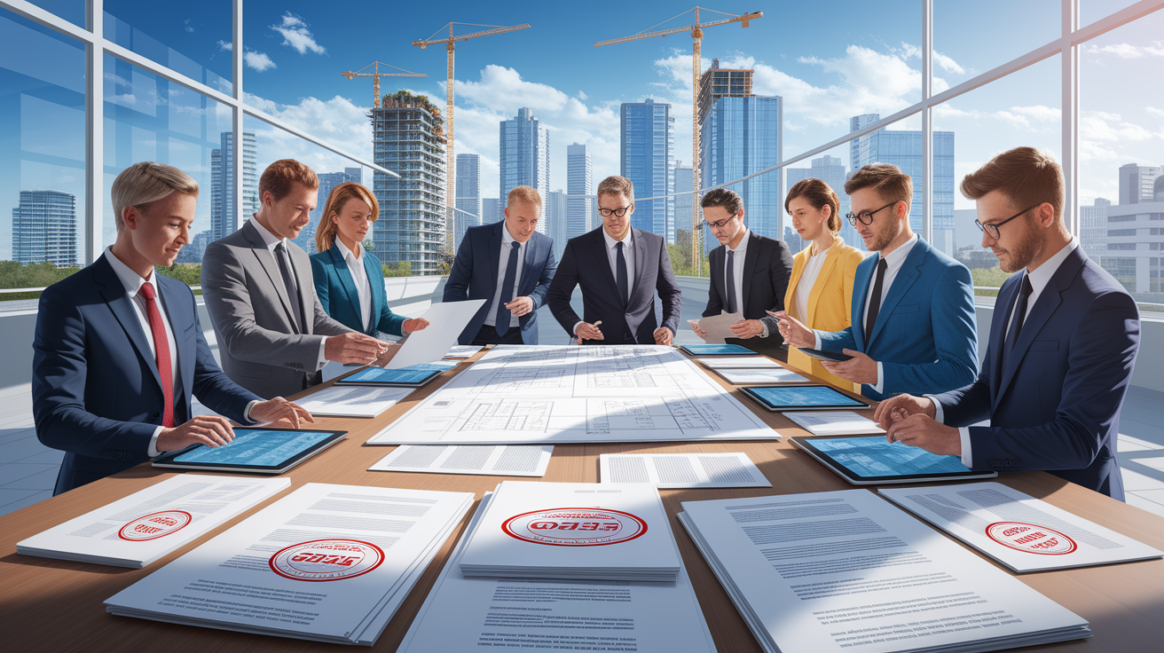 A conceptual illustration representing Securing Licenses and Permits. Visualize the main ideas: . Creative but clear representation of the concept. Style: photorealistic. high quality, detailed, professional, clean composition, good lighting, sharp focus, well-composed. high quality, professional, detailed, well-composed