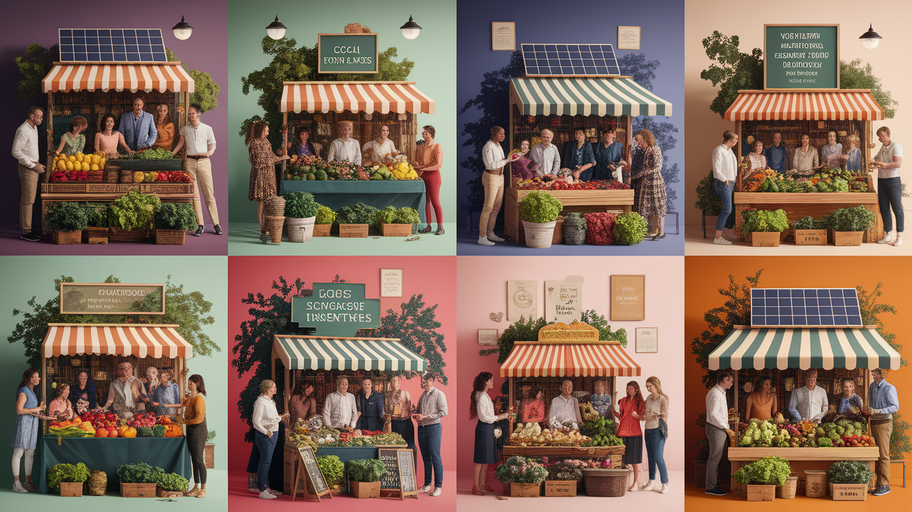 A conceptual illustration representing Leveraging Local Resources and Incentives. Visualize the main ideas: . Creative but clear representation of the concept. Style: photorealistic. high quality, detailed, professional, clean composition, good lighting, sharp focus, well-composed. high quality, professional, detailed, well-composed