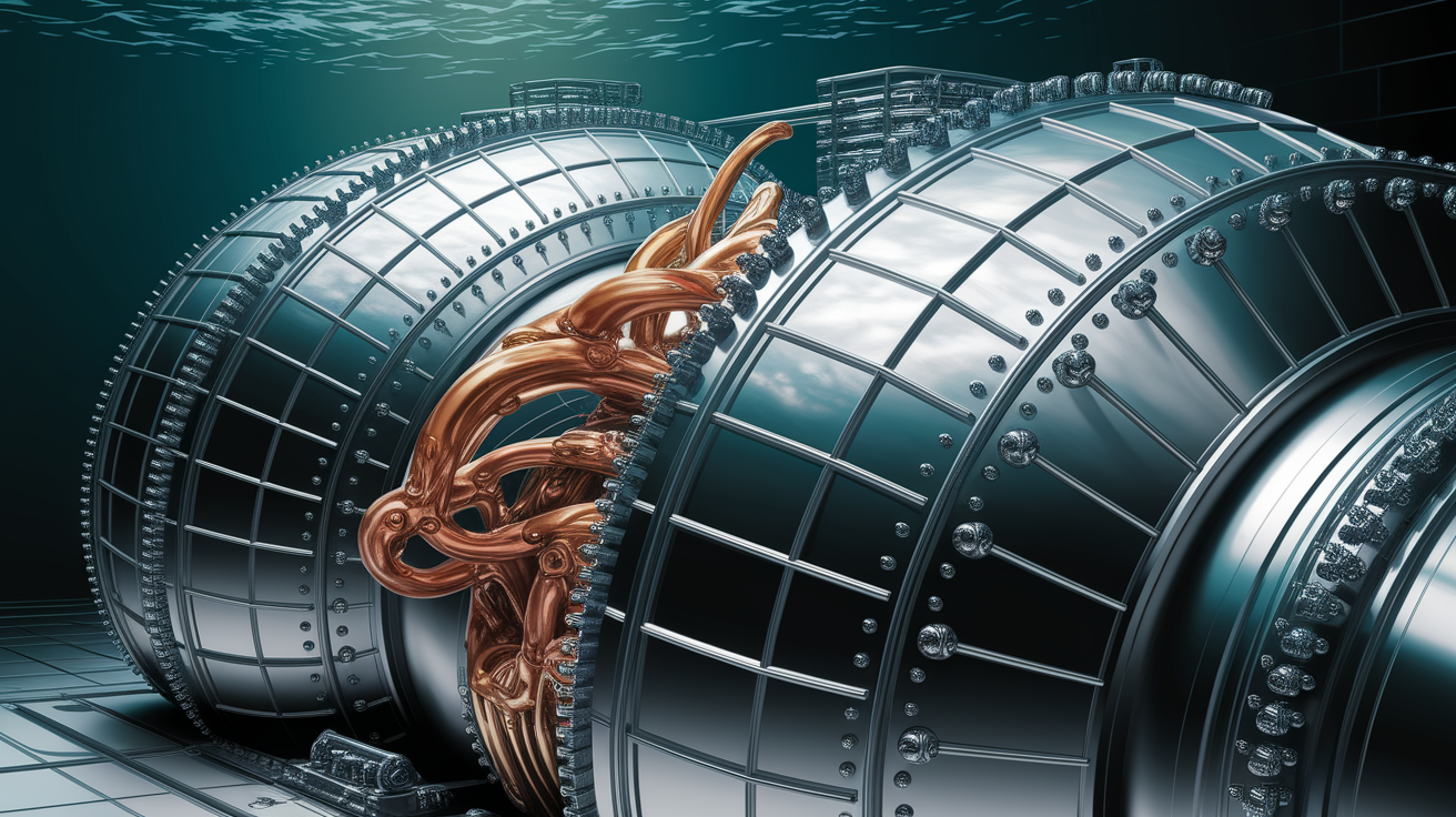A conceptual illustration representing Main Ballast Tanks - The Dive and Surface Engine. Visualize the main ideas: ballast, tanks, primary, muscles, submarine's. Creative but clear representation of the concept. Style: photorealistic. high quality, detailed, professional, clean composition, good lighting, sharp focus, well-composed.