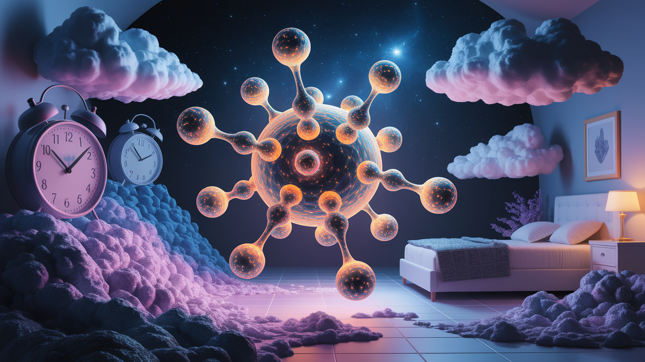 A conceptual illustration representing Adenosine and Sleep Pressure Explained. Visualize the main ideas: . Creative but clear representation of the concept. Style: photorealistic. high quality, detailed, professional, clean composition, good lighting, sharp focus, well-composed. high quality, professional, detailed, well-composed