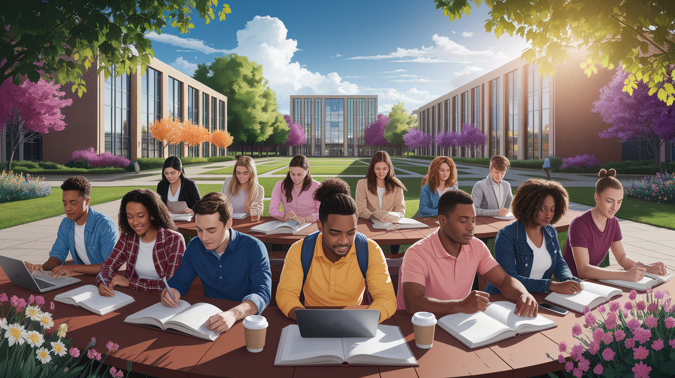 A conceptual illustration representing Academic and First-Year Support. Visualize the main ideas: . Creative but clear representation of the concept. Style: photorealistic. high quality, detailed, professional, clean composition, good lighting, sharp focus, well-composed. high quality, professional, detailed, well-composed