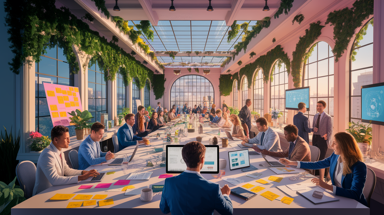 A conceptual illustration representing Innovation and Entrepreneurship Hub. Visualize the main ideas: . Creative but clear representation of the concept. Style: photorealistic. high quality, detailed, professional, clean composition, good lighting, sharp focus, well-composed. high quality, professional, detailed, well-composed