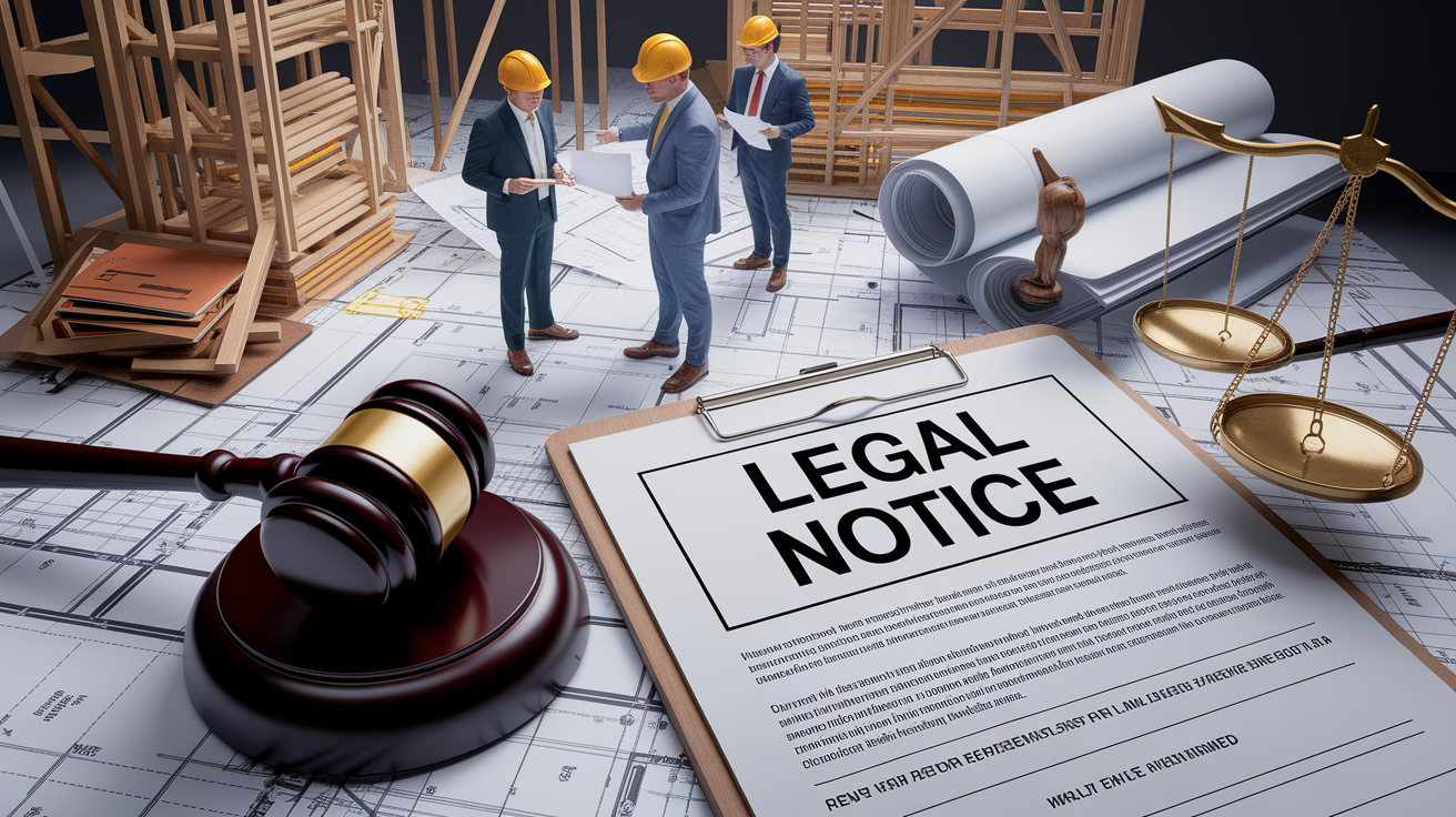A conceptual illustration representing Pre-Lien Requirements and Notices. Visualize the main ideas: . Creative but clear representation of the concept. Style: photorealistic. high quality, detailed, professional, clean composition, good lighting, sharp focus, well-composed. high quality, professional, detailed, well-composed