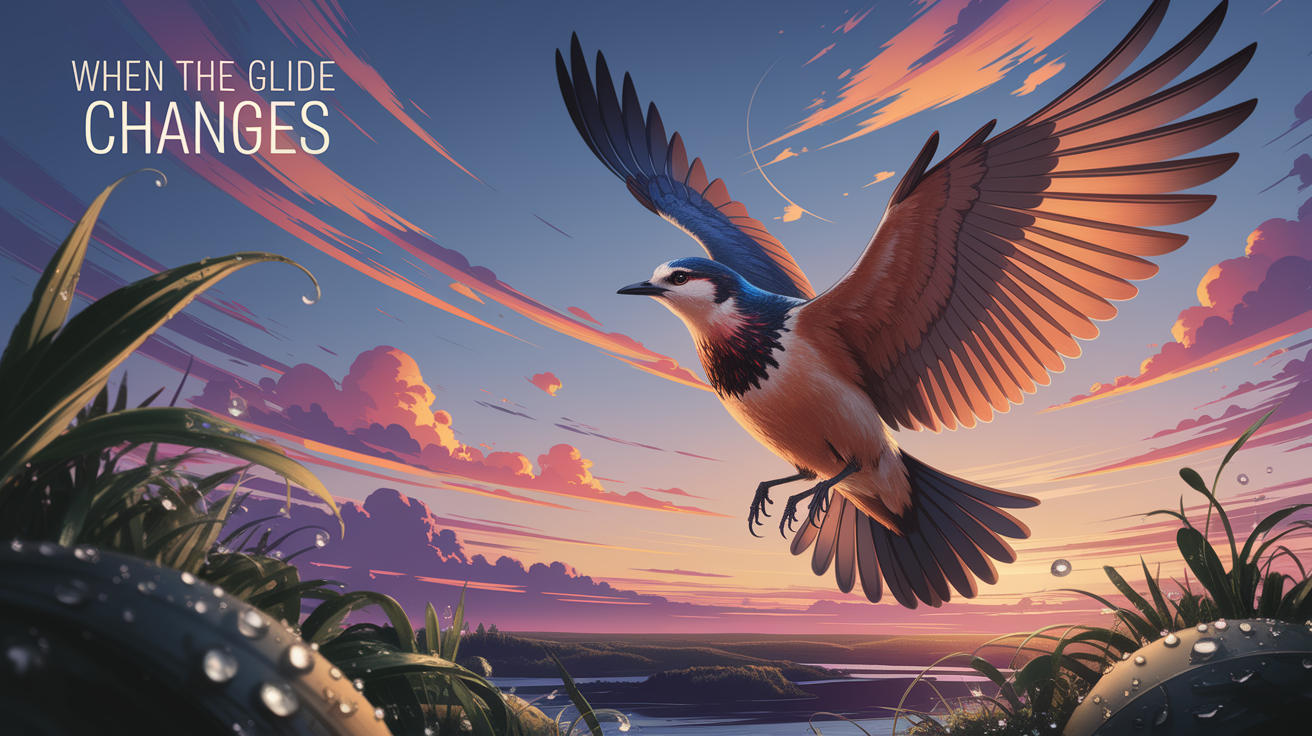 A conceptual illustration representing When the Glide Changes. Visualize the main ideas: . Creative but clear representation of the concept. Style: photorealistic. high quality, detailed, professional, clean composition, good lighting, sharp focus, well-composed. high quality, professional, detailed, well-composed
