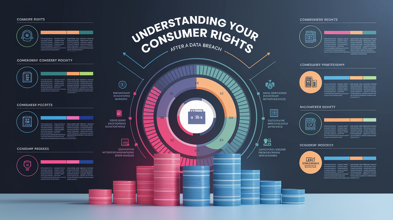A clean, professional data visualization or infographic related to Understanding Your Consumer Rights After a Data Breach. Include elements like charts, graphs, or statistical representations. Focus on . Style: photorealistic. high quality, detailed, professional, clean composition, good lighting, sharp focus, well-composed. high quality, professional, detailed, well-composed