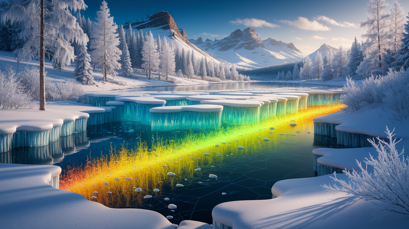 A conceptual illustration representing Ion Interference: How Sodium and Chloride Break Ice. Visualize the main ideas: . Creative but clear representation of the concept. Style: photorealistic. high quality, detailed, professional, clean composition, good lighting, sharp focus, well-composed. high quality, professional, detailed, well-composed