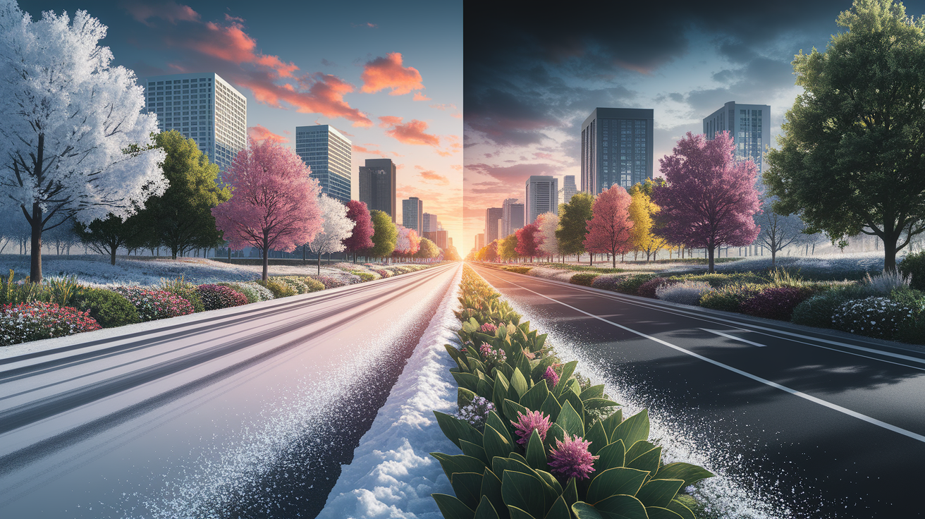 A conceptual illustration representing Smart Salting: Maximizing Effect and Minimizing Impact. Visualize the main ideas: . Creative but clear representation of the concept. Style: photorealistic. high quality, detailed, professional, clean composition, good lighting, sharp focus, well-composed. high quality, professional, detailed, well-composed