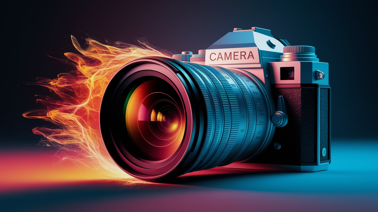 A conceptual illustration representing Turning Heat into Images: Camera Components. Visualize the main ideas: . Creative but clear representation of the concept. Style: photorealistic. high quality, detailed, professional, clean composition, good lighting, sharp focus, well-composed. high quality, professional, detailed, well-composed