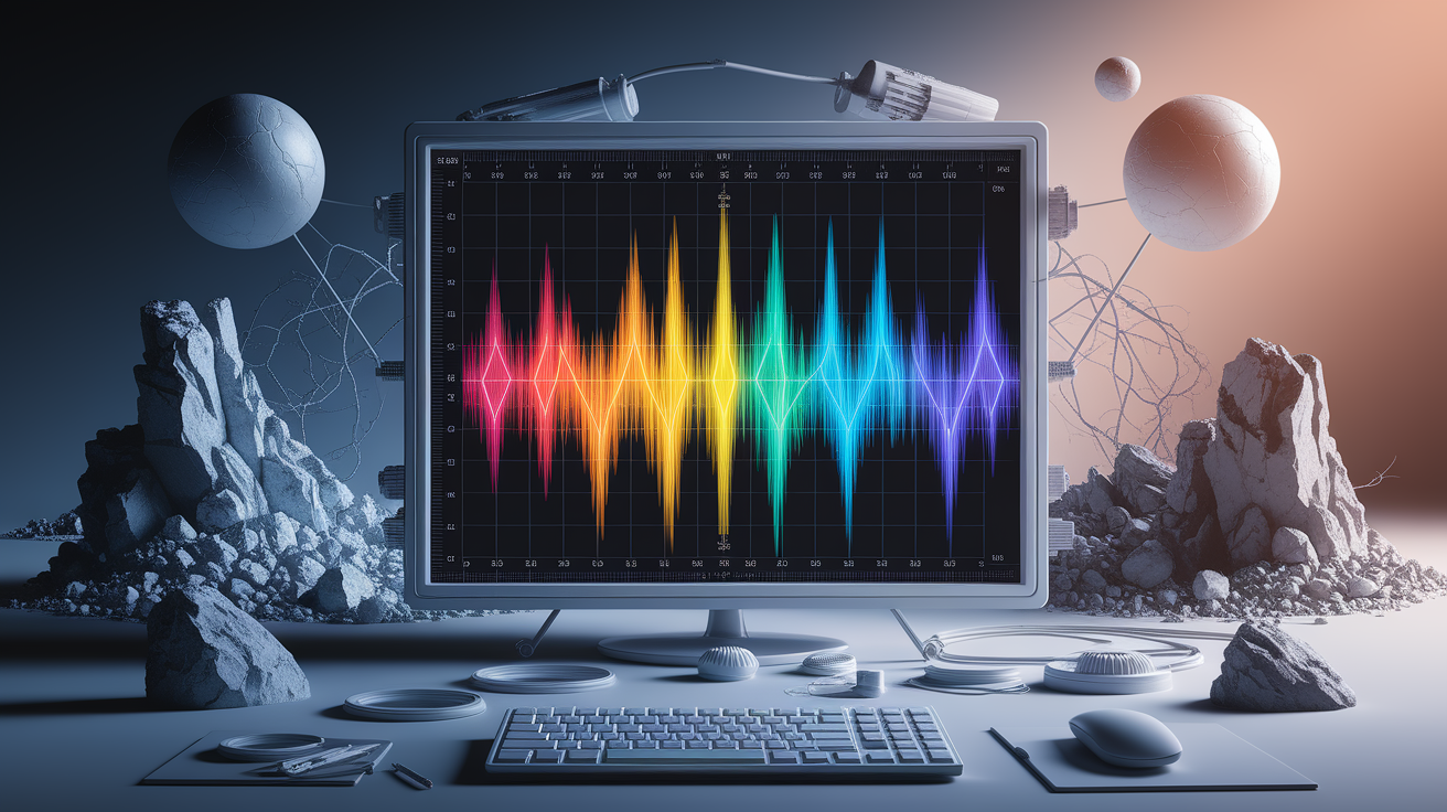 A conceptual illustration representing Decoding Seismograms: Identifying Seismic Waves. Visualize the main ideas: . Creative but clear representation of the concept. Style: photorealistic. high quality, detailed, professional, clean composition, good lighting, sharp focus, well-composed. high quality, professional, detailed, well-composed