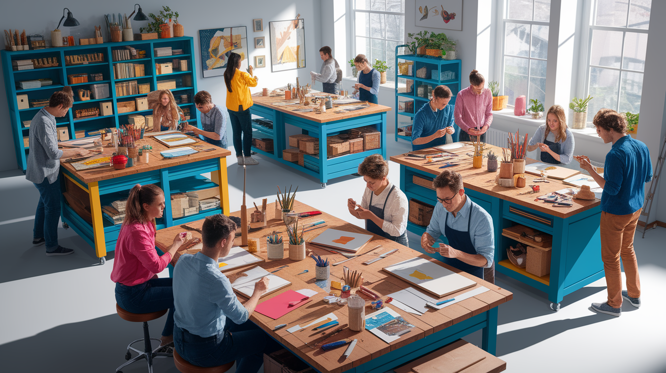 A conceptual illustration representing Signature DIY Workshops and Projects. Visualize the main ideas: . Creative but clear representation of the concept. Style: photorealistic. high quality, detailed, professional, clean composition, good lighting, sharp focus, well-composed. high quality, professional, detailed, well-composed